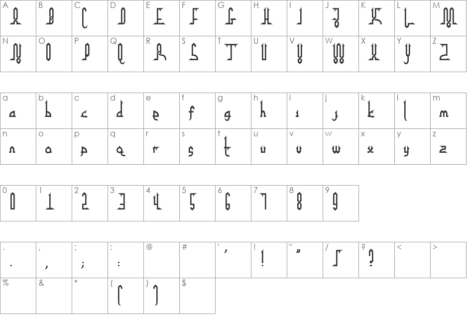 alpha kufi regular font character map preview
