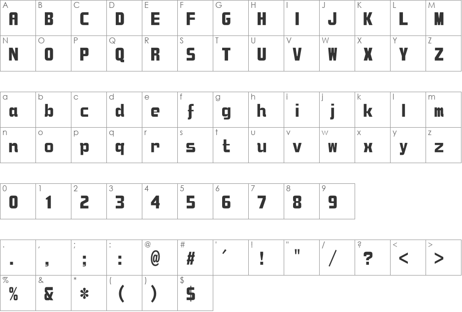 DFZongYiBoldU-B5 font character map preview