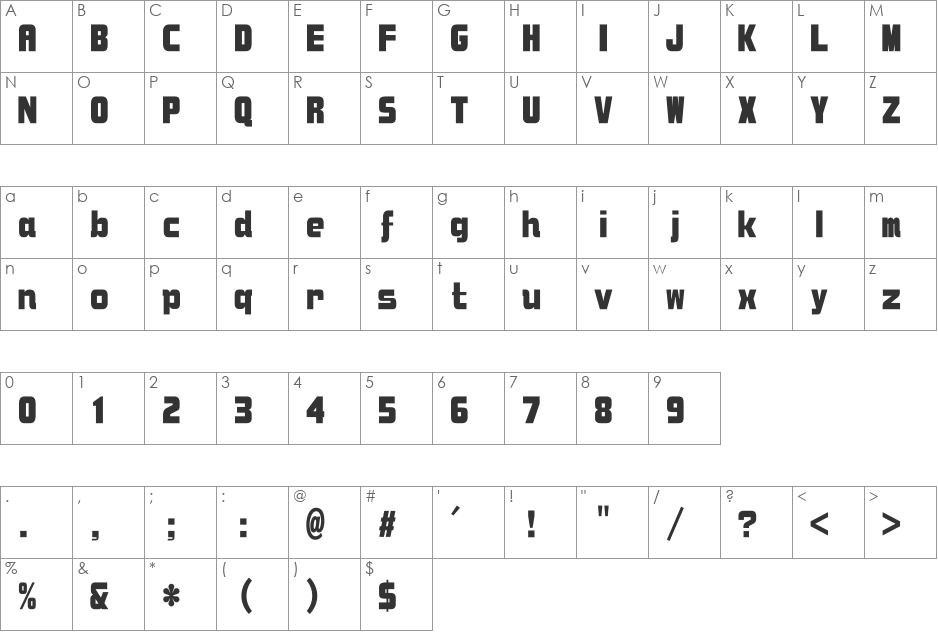 DFZongYiW9U-B5 font character map preview