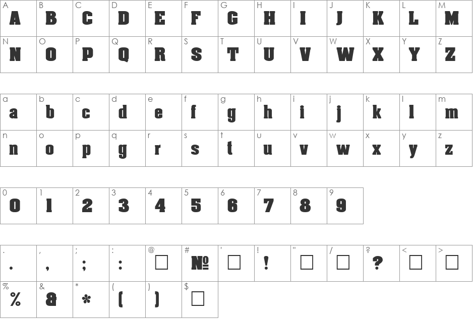 DG_Aachen font character map preview