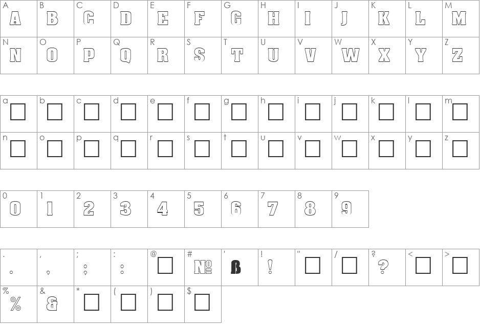 DG_AachenOutline font character map preview