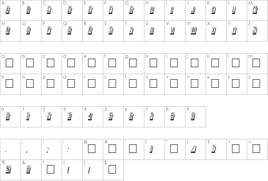 DG_MasterCard font character map preview