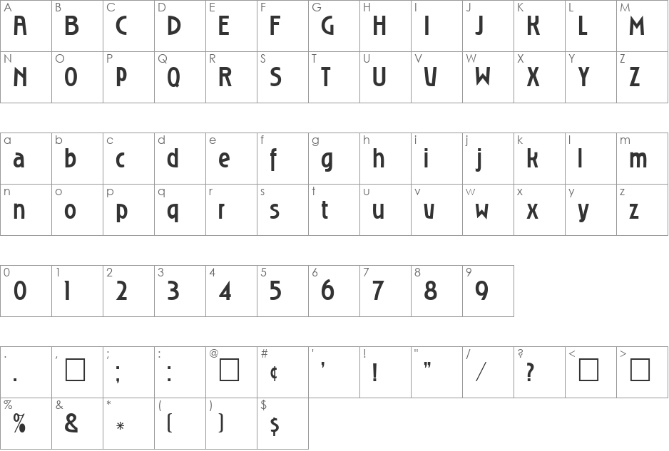 DG_RoslynGothic font character map preview