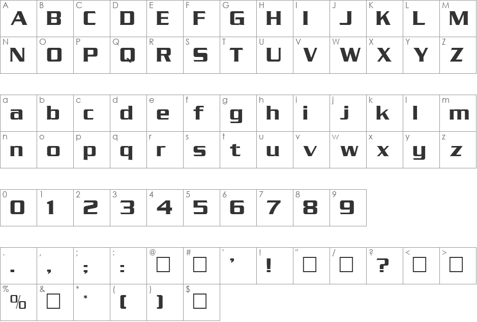 DG_Serpentine font character map preview