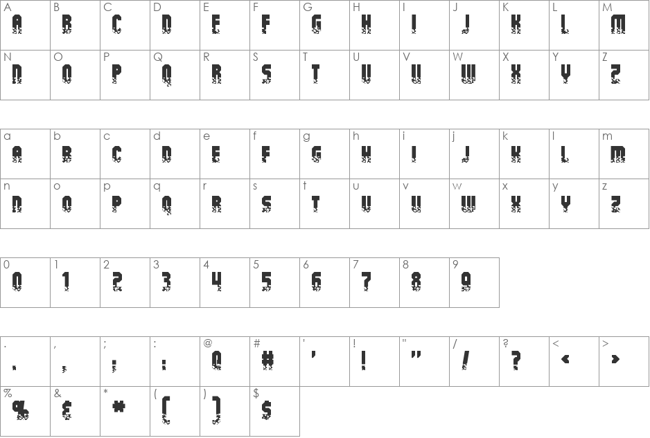 Alpha Mutation font character map preview