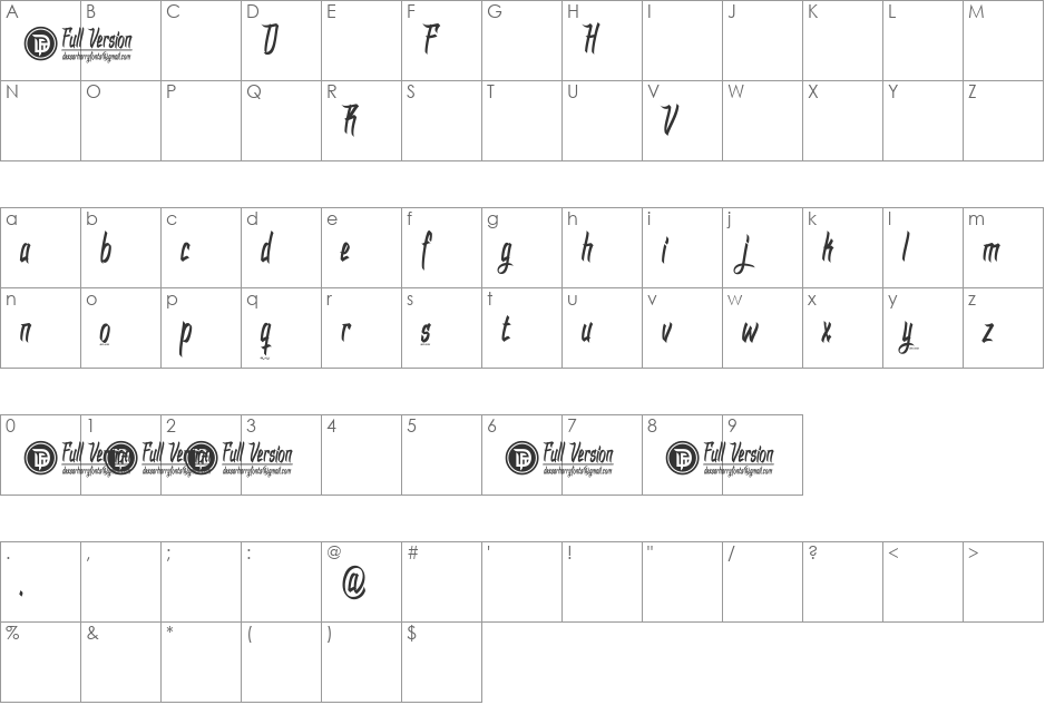 DHF Dexgraffiti Return font character map preview