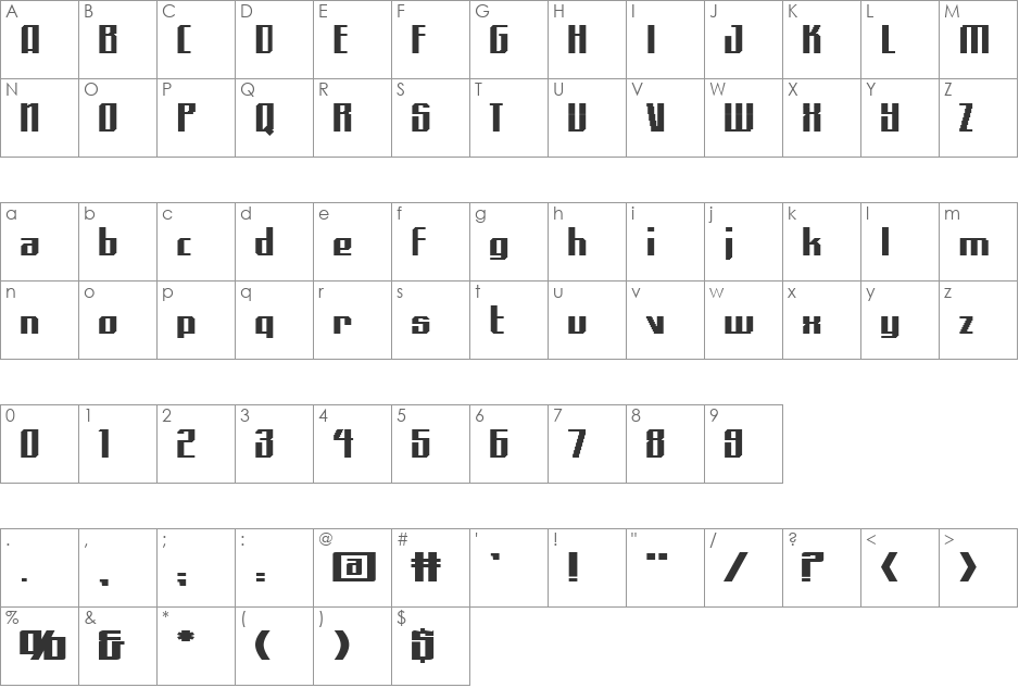 Alpha Quadrant font character map preview