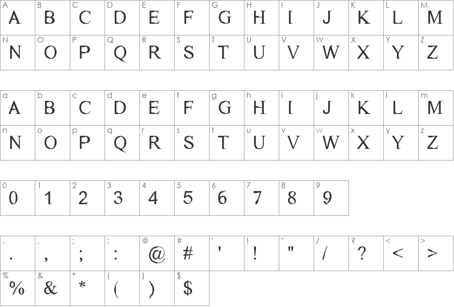 Di(20 font character map preview