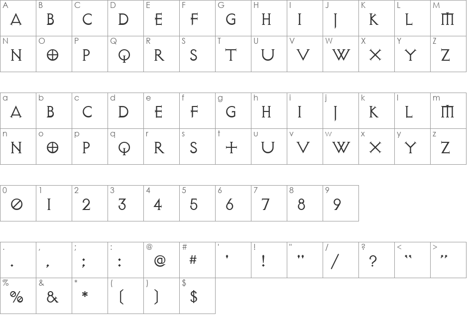 Diablo font character map preview