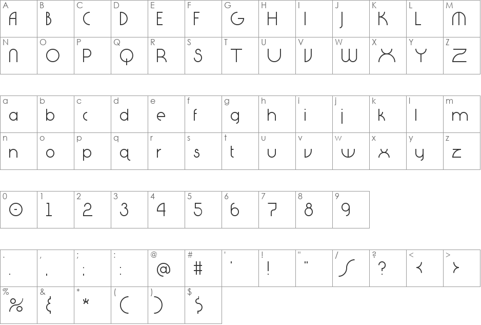 DiagaNO font character map preview