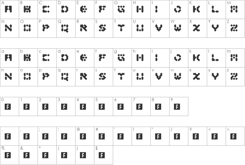 diagosis font character map preview