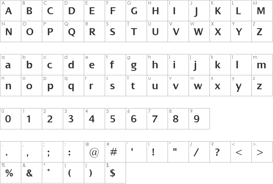 Dialog SemiBold font character map preview