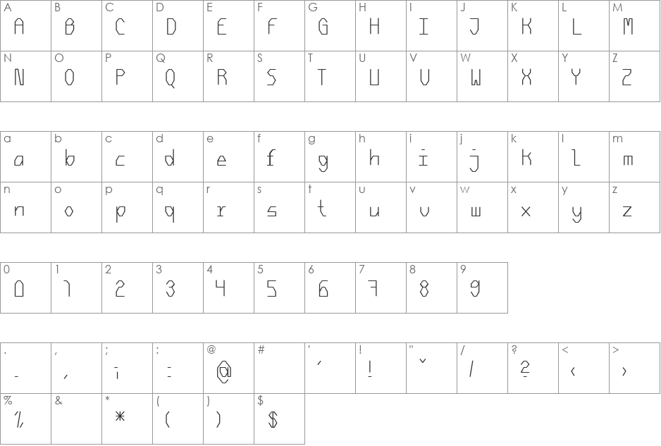 Diamant2 font character map preview