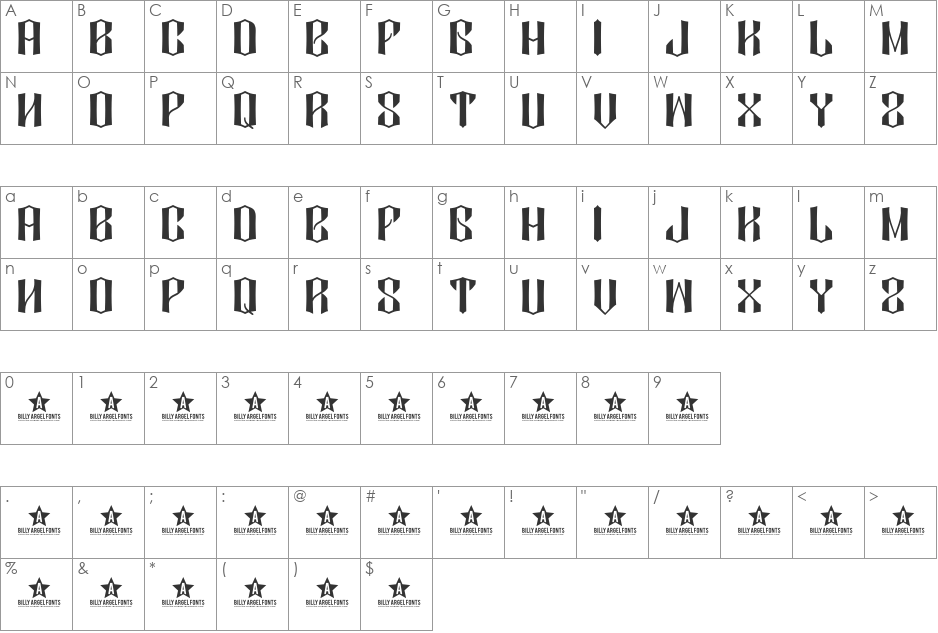 DIAMOND DUST font character map preview