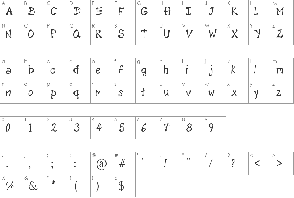 Diamond Script font character map preview
