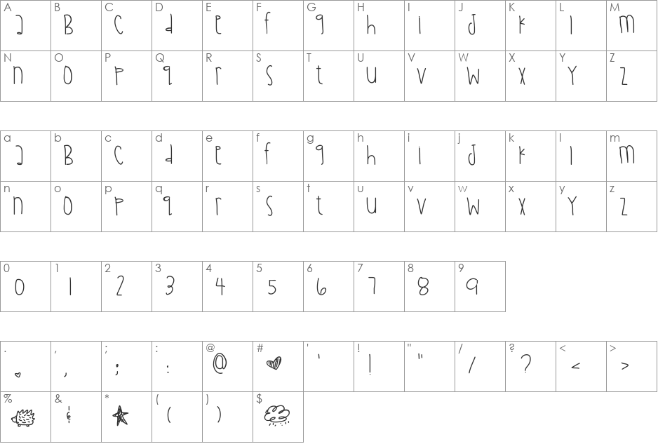 DiamondAwareness font character map preview