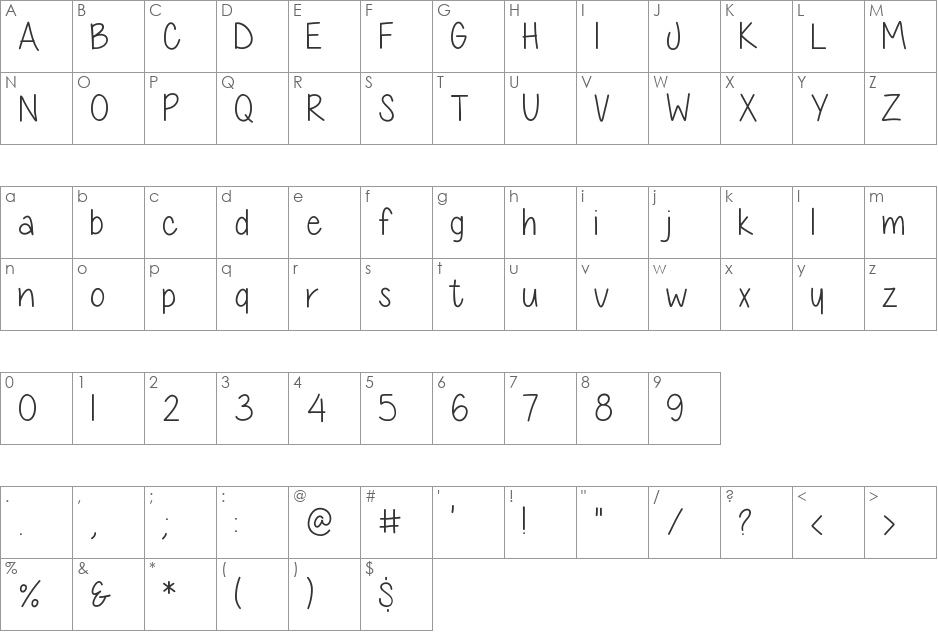 DiamondGirl font character map preview