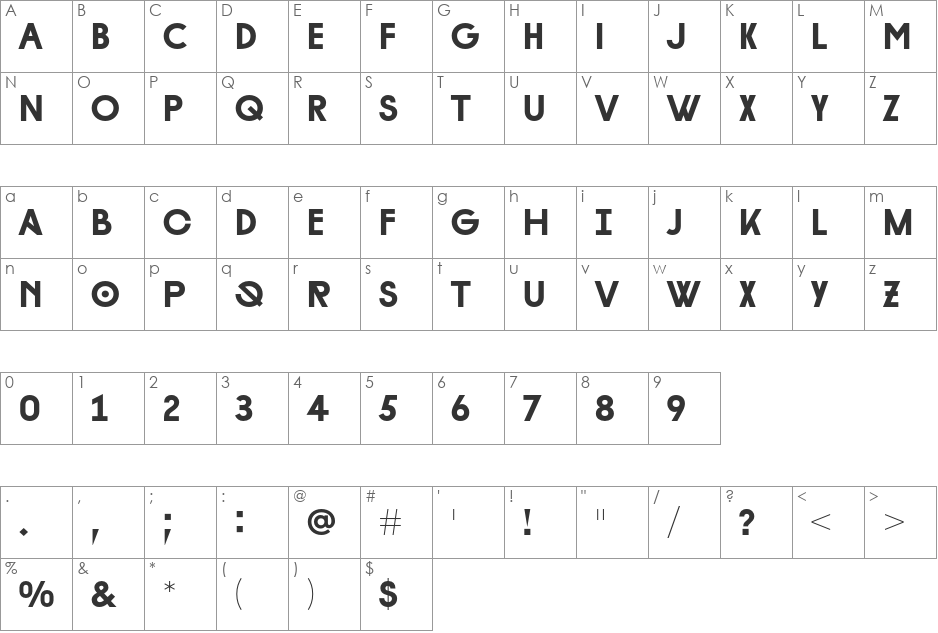 Diamonds font character map preview