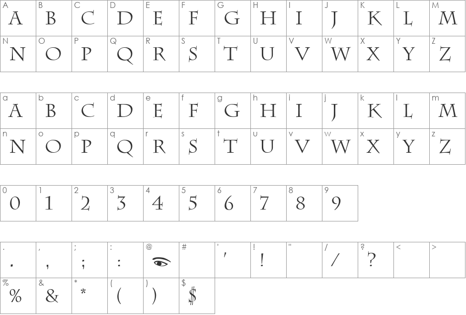 Diamonds font character map preview