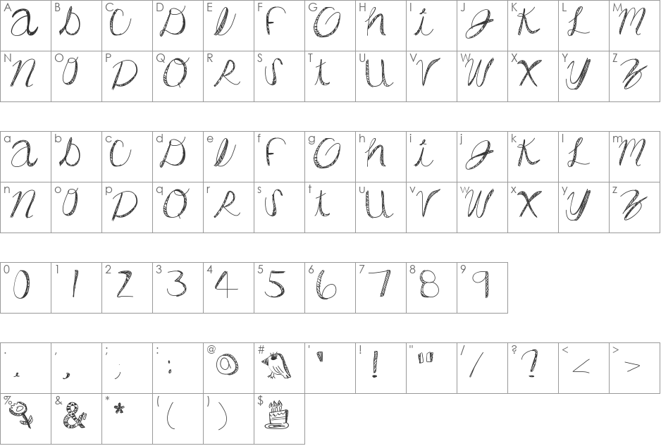 DiamondsAreForever font character map preview
