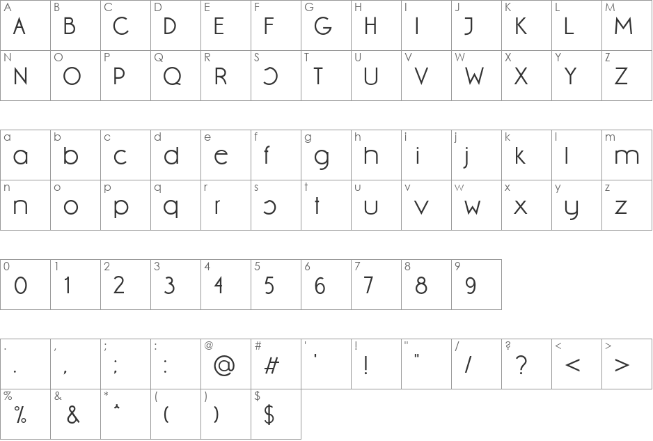 Diana Sans font character map preview