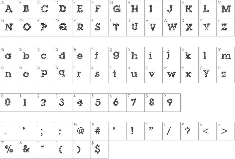 dibble nibble font character map preview