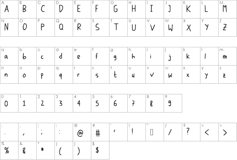 DicisHandwrite font character map preview