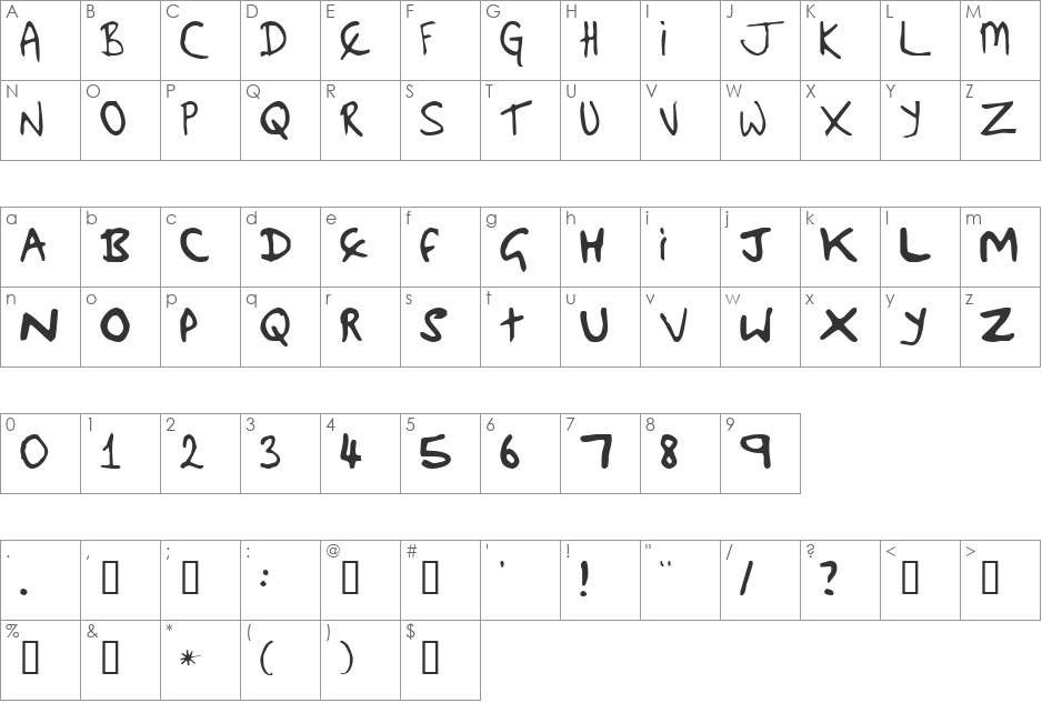 Dick Lucas font character map preview