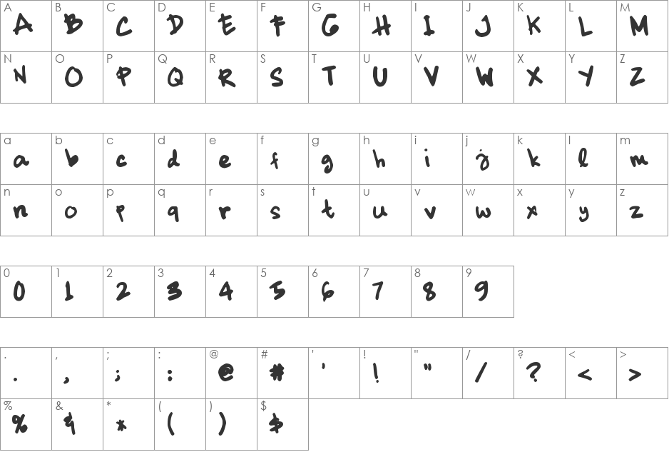 dickhop font character map preview
