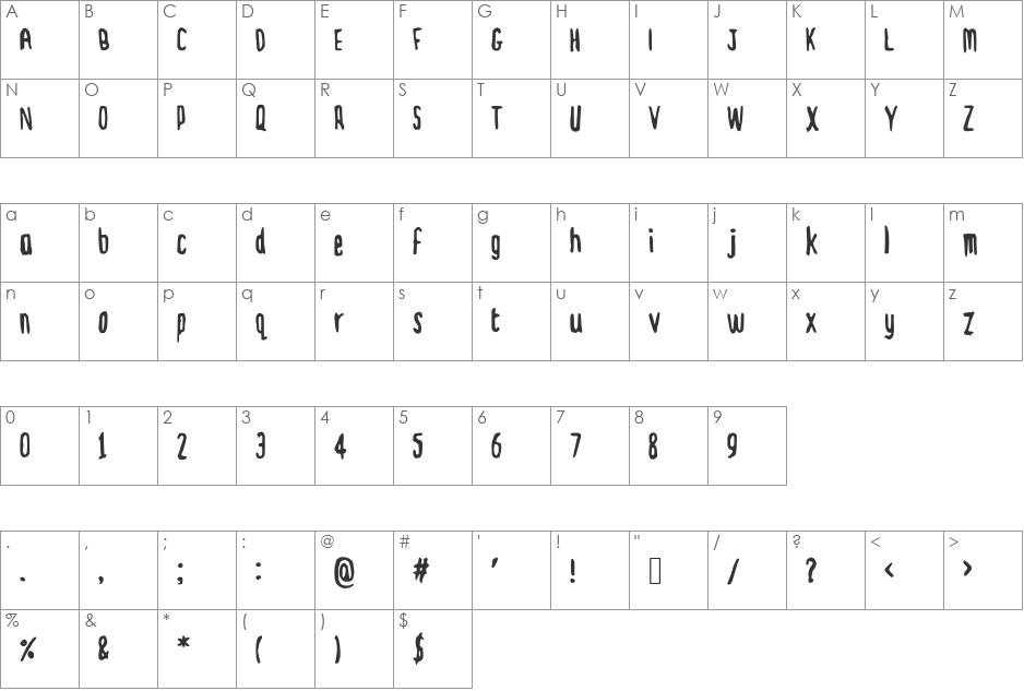 Dickie font character map preview