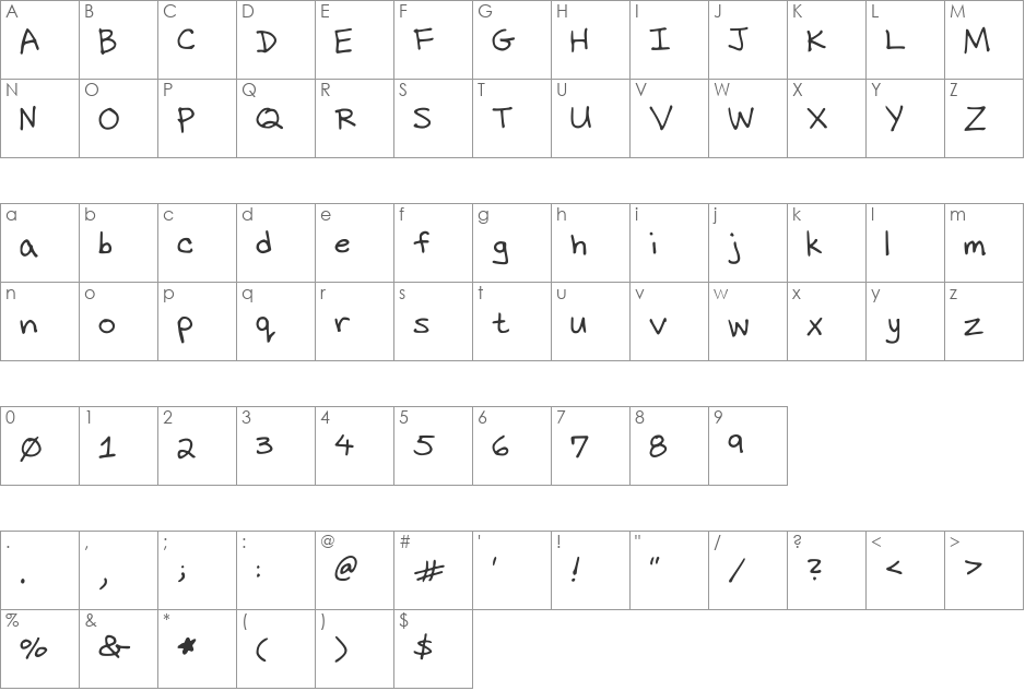 Dicks Handwriting font character map preview