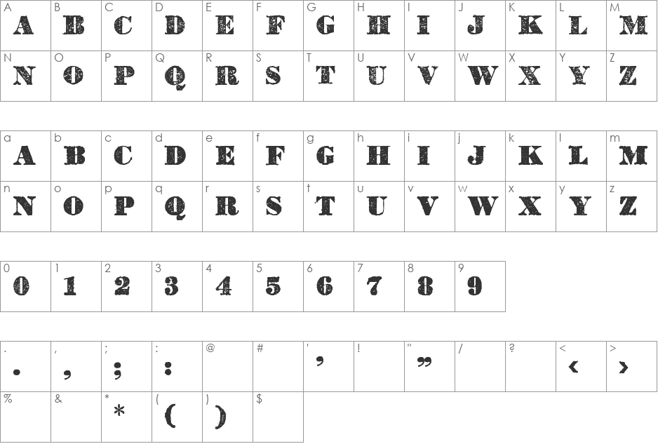 Dickson's Tales font character map preview