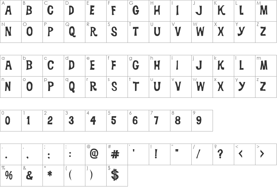 DickVanDyke font character map preview