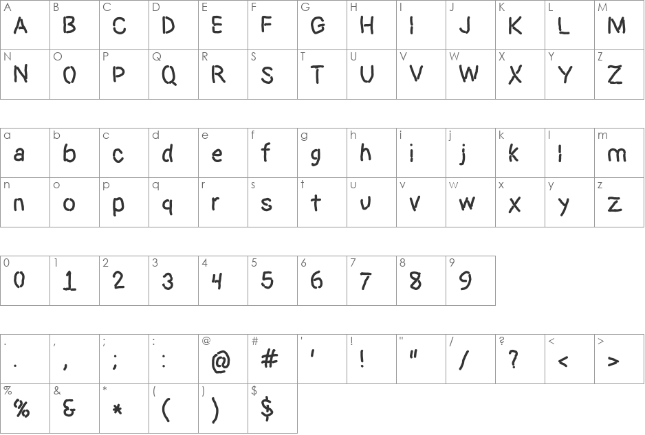Dictator font character map preview