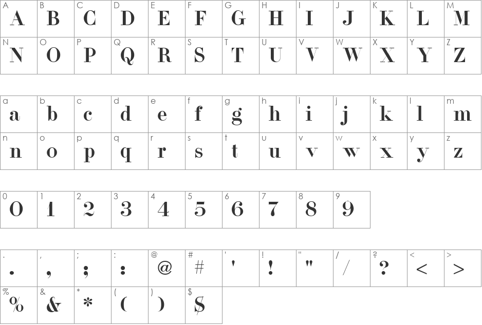 Didi font character map preview