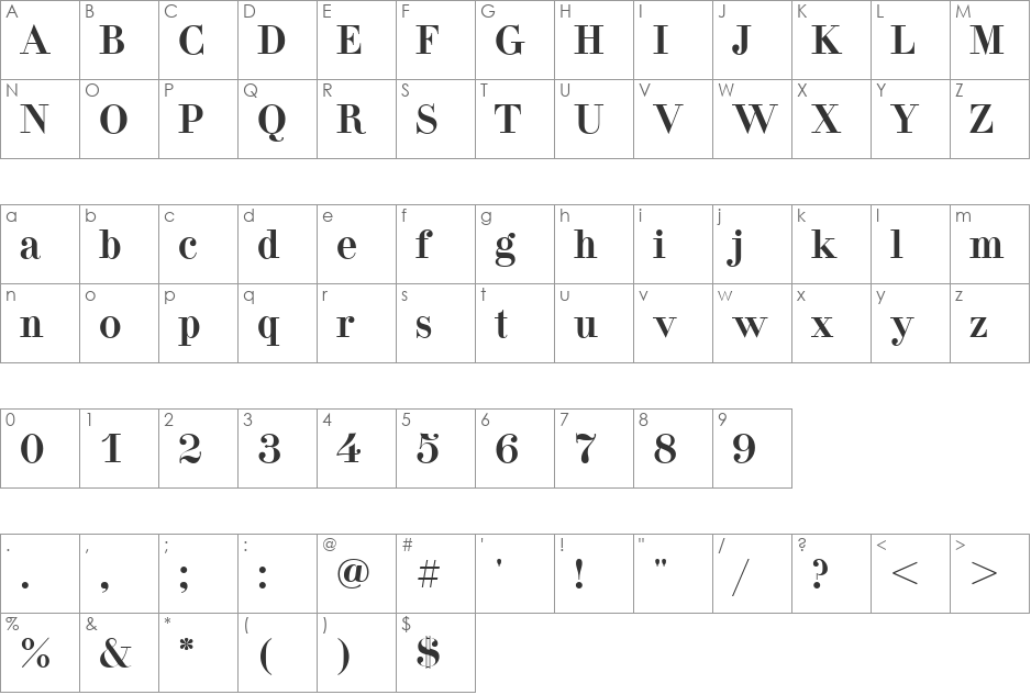 DidonaCTT font character map preview