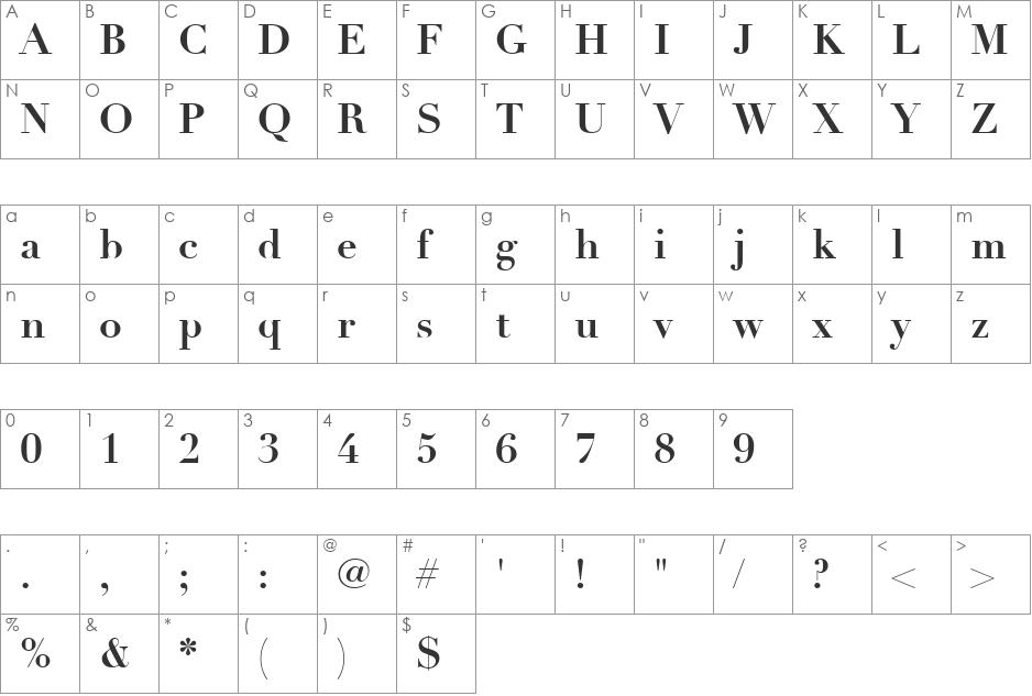 DidotLH font character map preview