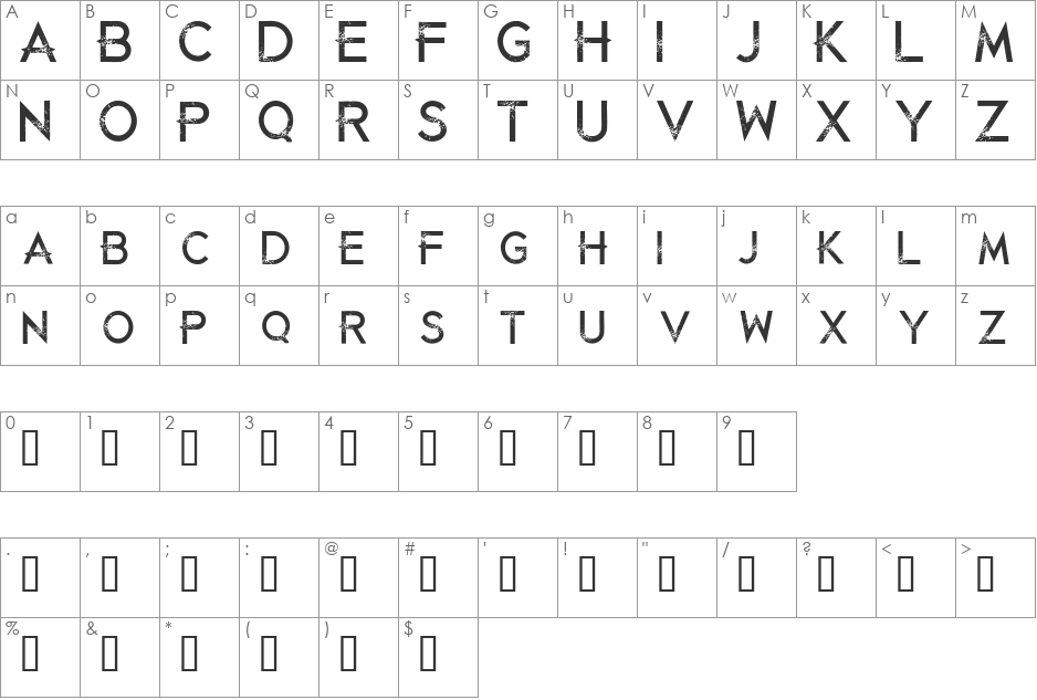 Die Already font character map preview