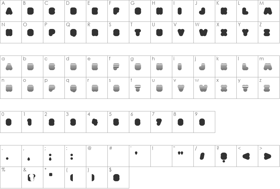 Diet font character map preview