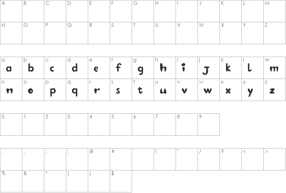 digdook font character map preview