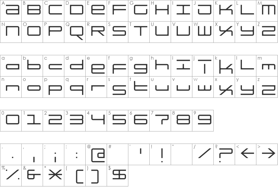 digi font character map preview