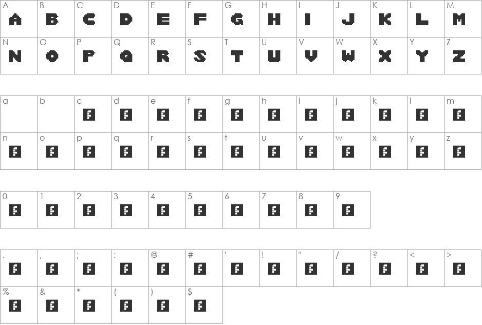 DigiBlock font character map preview