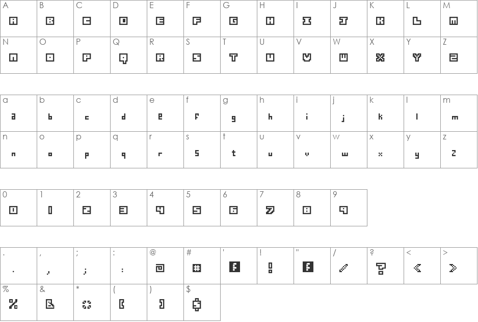 Digiffiti font character map preview