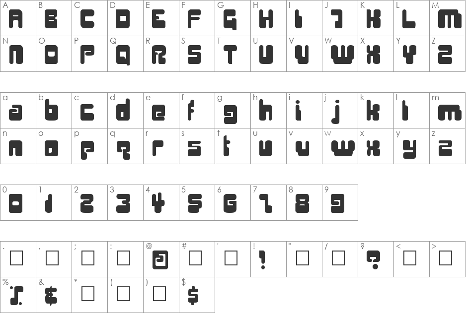 Digifit font character map preview