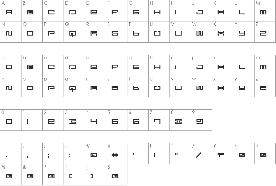 Digit font character map preview