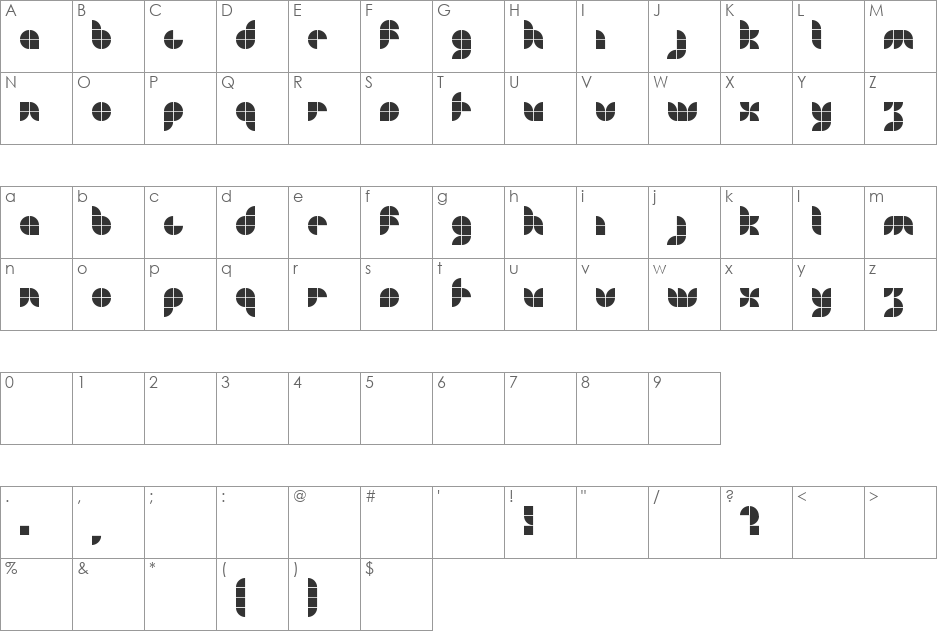 Digit font character map preview