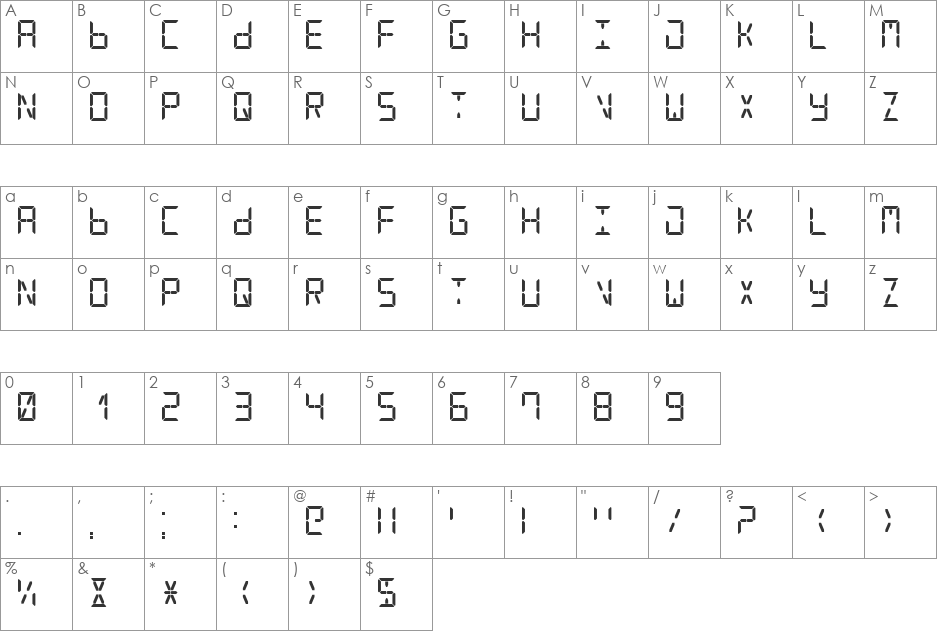 Digital Counter 7 font character map preview