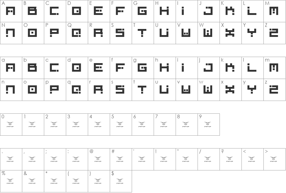 Digital Firebomb font character map preview