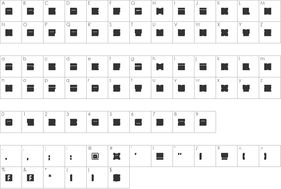 Alpha63 font character map preview