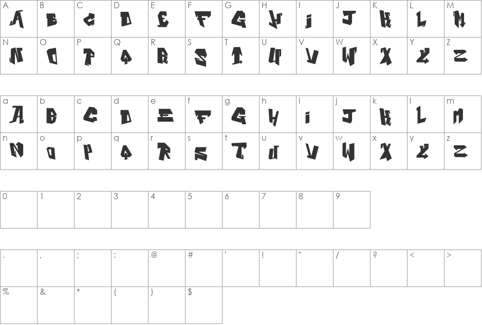 Alphabet Black font character map preview